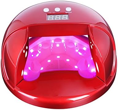LED Nail Lamp, Erosway Nail Lamp 48w with Sensor, Finger Positioning, 5-120s Timer Treats LED and UV Nail Gels. Red