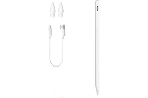 EFAITH Stylet pour iPad Apple Pencil (3nd Generation) avec stylet à charge magnétique sans fil/fonction de raccourci/inclinaison/rejet de la paume Stylet pour 2018-2023 iPad Pro, iPad Air, iPad Mini (Blanc)