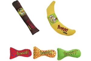 YEOWWW - Giocattoli organici per gatti con erba gatta (1 sigaro, 1 banana 3 puzzolenti)