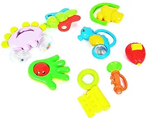 B 4 Baby - BPA Free & Non Toxic Plastic Multicolored Shake & Grab rattles Cum teether Toys for Infants, New Born Babies, Kids & Toddlers (Assorted) (Shapes May Vary from Photos) (Pack of 6)