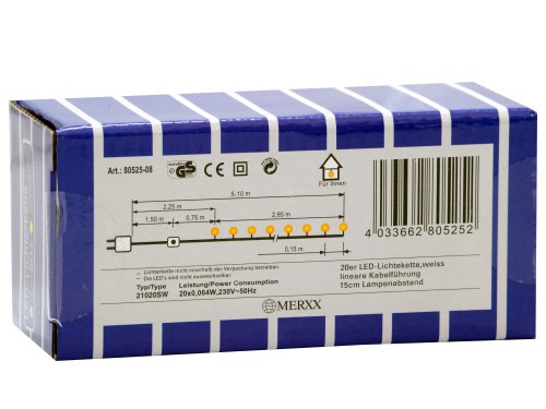 Merxx – 20er LED Lichterkette – 230V – warmweißes Licht – mit An-/Ausschalter - 3