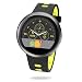 Produktbild MyKronoz ZeRound2 HR Premium Smartwatch mit Herzfrequenzmonitor, eingebautem Mikrofon und Lautsprecher – Mattschwarz / Schwarz-Gelb Silikon Armband