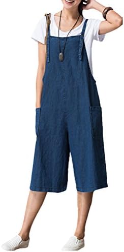Voguees Women's Suspenders Wide Leg Jeans Jumpsuit