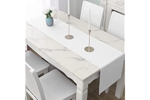 LivinEase Table Runner – Table Runners for Dining Table 42x150cm - Drapes Elegently 250 GSM White Table Runner – 4 to 6 Seater Table Runners Ideal for Christmas Party Decoration