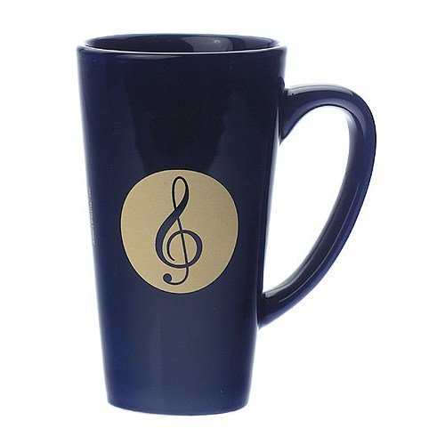 Preisvergleich Produktbild Kaffeetasse Hoch Notenschlüssel in Goldkreis Blau