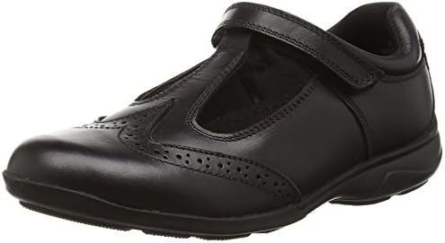 Toughees Shoes Girls’ Janine T Bar Brogue Velcro Comfort Insole, Black (Black), 10 Child UK 28 EU