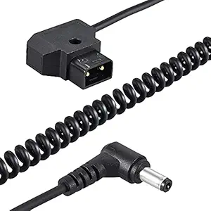 Homgeel Coiled 98cm/38.5inch D-Tap 2Pin Male to DC 5.5 * 2.1mm Adapter Cable Extension Elastic Line Accessory Compatitable with V-Mount Battery DSLR Cage Rig Power Supply