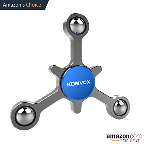 Fidget Spinner Finger Toy Aluminum Alloy Best Stress Reducer Spinning Top for ADHD, Anxiety, Time Killing with Max 4+ Mins Spinning time - by KOMVOX (Silver)