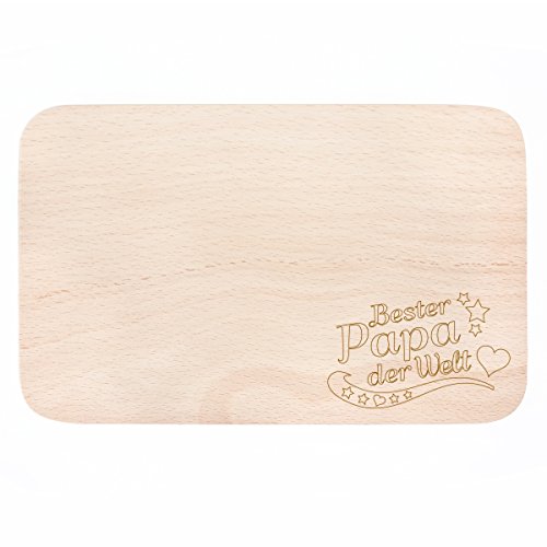 Wandkings Frühstücksbrettchen mit Gravur „Bester Papa der Welt“ – aus Holz – 22 x 14,5 x 1 cm - 3