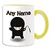 Produktbild Personalisiertes Geschenk – Ninja mit Nunchaku Tasse (Märchen Design Thema, Farbe Optionen) – alle Nachricht/Name auf Ihre einzigartige Tasse – Nunchucks chainsticks, keramik, Gelb
