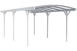 HOME DELUXE - Design Carport - FALO, Blanc - Dimensions : 505 x 300 x 226/240 cm - matériel de Montage Inclus I Abri pour Voiture Garage Abri