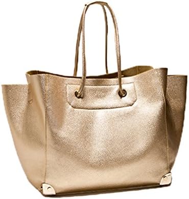 Women Girls Simple Tote Bag Hobos Shoulder Bag Handbag Two Bags(1 Small, 1 Big) Gold