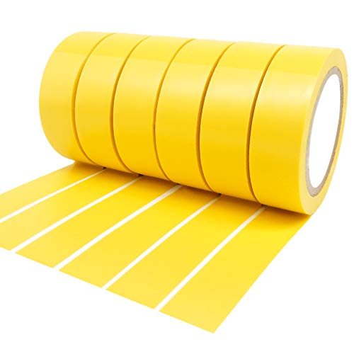 Yellow Electrical Insulation Tape 6 Roll PVC Strong Adhesive Tapes 17mm x 9m