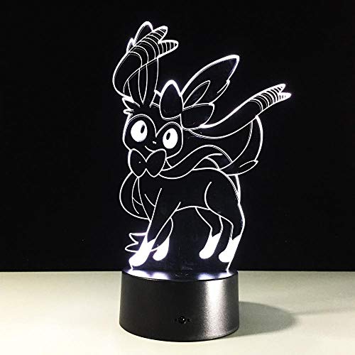 Preisvergleich Produktbild CFLEGEND3D Nachtlicht langes Ohr Katze Tier (Touch + Fernbedienung) LED IllUSBion Tischlampe Flutlicht weiches Licht Statue Kinderzimmer Schlaf Licht dekorative Lichter Party Lichter 7 Farbe USB