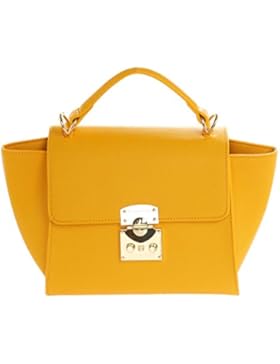 Tru Trussardi Damen Henkeltasche Trapeze Bag SAFFIANO Girasole 76BTBLDS02-92