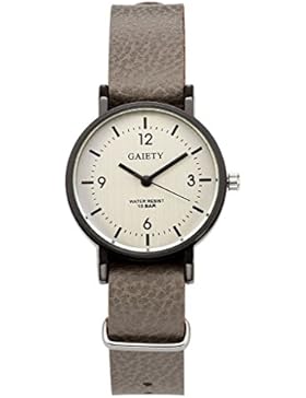 JSDDE Uhren,Unisex Armbanduhr Einfach Designer Analog PU Lederband Arabische Ziffern Analog Qaurzuhr,grau