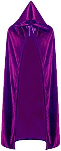 KAKAFASHION Halloween masquerade spettacolo performance costumi cosplay strega strega mantello mantello oro velluto rosso nero verde blu viola S-XL (L, purple)