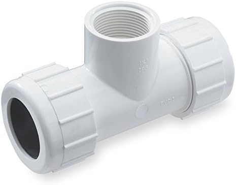 NDS CPT-1500-T 1-1/2-Inch Threaded PVC Compression Tee, Gray