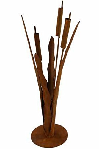 Rost Blume Schilf 41cm Pflanze Deko Dekoration Edelrost Garten Metall Eisen