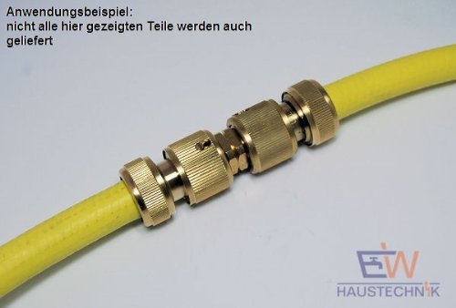 tecuro Doppelstecker mit Stecksystem für Wasserschläuche und Gartenschläuche- massive Ausführung – messing-blank - 4