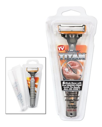ShaveMate Titan - 6 Blade Razor With Real Shaving Cream Inside The Handle ALL-IN-ONE For Men