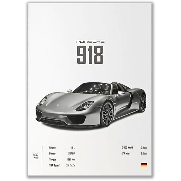 F4FRAME Modern Super Car Porsche 918 Spyder year 2015 Wall