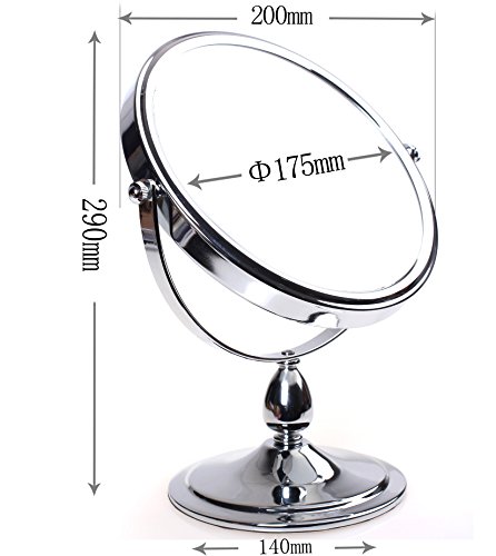 HIMRY Standspiegel 10x Vergrößerung, 8 inch, Kosmetikspiegel 360° drehbar. Verchromten Schminkspiegel Rasierspiegel Badzimmerspiegel, Zweiseitig: Normal+ 10fach Vergrößerung, KXD3116-10x - 2