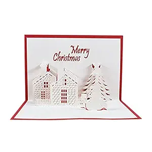 3D Pop Up Christmas Cards Greeting Holiday Cards with Envelope Xmas Decoration Ornament Xmas New Year Holiday Festivals Gift