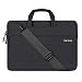 Produktbild Laptoptasche für 11/11,6 /13/13,3/15 Zoll MacBook Air, Ultrabook Netbook Tablette, Denim Stoff Laptop Schultertasche Umhängetasche Sleeve Hülle Beweglicher Notebooktasche mit Zubehör Fächern und Handgriff als Schutz(15", Schwarz)