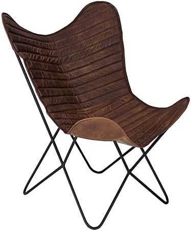 indhouse Chair – Butterfly Vintage Style Industrial in Skin with Lines