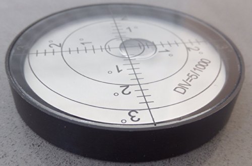 Dosenlibelle – Große Metall-Wasserwaage mit Luftblase (NEU), 60 mm Durchmesser, Gradangabe, Boden-Wasserwaage – Metallgehäuse, Bullseye - 6