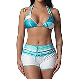 MOSERIAN Damen Bikini Damen Patchwork Print Leopard Bikini Set Badeanzüge Bademode Beachsuit