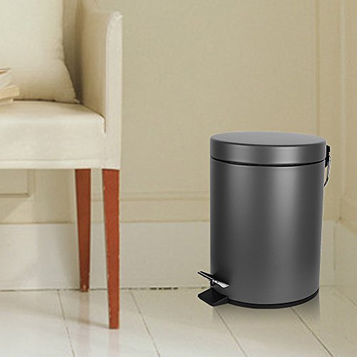 Mini Mülleimer für Badezimmer Büro mit Deckel Weiche Verschluss Verschluss, Anti-Fingerprint, 0,8 Gallonen / 3L (Grau) - 7