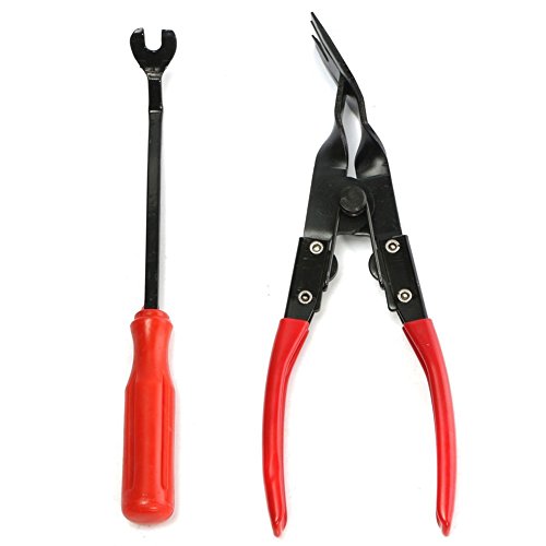 2 PCS Clip Zange, Verschluss Zangen-Set, Verschluss Entferner Steel Trim Panel Clip Staple Polsterung Entfernung Zange zerlegen Fahrzeug Repair Kits für Auto Tür - 3