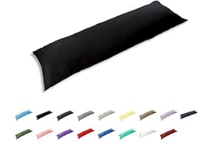 Gyulin 100% Cotton 300 Thread Count Envelope Style 5ft King Bed Size Body Pillow Cover Pillowcase Pillow Protector Cushion Cover Non Zippered Only Cover No Insert 20"x60"/51x150cm Black