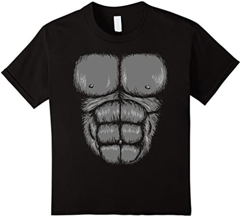 Kids Gorilla Costume T-Shirt   Chest Halloween Boys Girls 4 Black