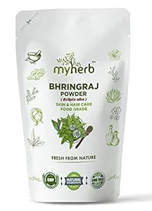 MYHERB 100% Natural Organic Bhringraj Powder (Eclipta Alba) || Ayurvedic Powder || For Use, Food Grade - Skin, Hair & Internal Care || For Men and Women - 227 Gm/0.5 Lbs