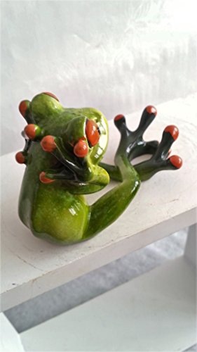 Yoga Frosch sitzend, hellgrün, 11 cm aus Kunststein, Gartendeko - 2