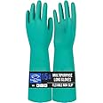 F8WARES 15 Inch long Reusable Chemical Acid Resistant Nitrile Gloves for Washing Utensils - Gardening Gloves - Rubber Gloves Heavy Duty - Hand Gloves for Cleaning Purpose - Dish Washing Gloves Medium