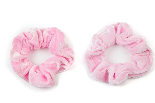 Mytoptrendz® Pair of Pastel Light Baby Pink Velvet Hair Scrunchie Ponytail Holder Hair Band Hair Accessories (Light pink 1 pair)