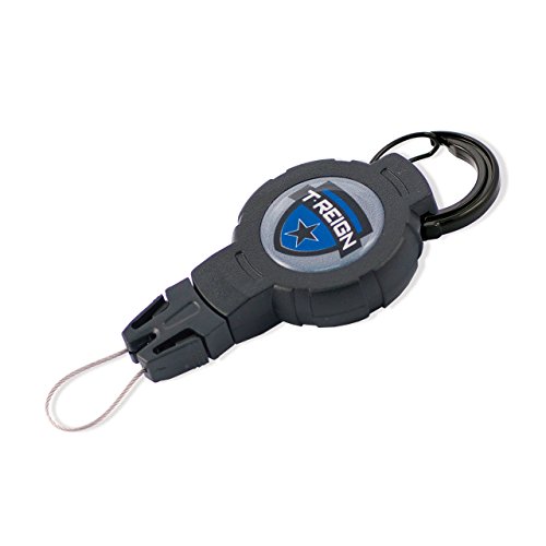 Boomerang Tool Company T-REIGN Outdoor Medium Retractable Gear Tether, Carabiner, 36' Kevlar Cord, 6 oz. Retraction, Black Polycarbonate Case, Universal Attachment