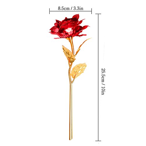 Rose 24 K vergoldet Rose Blume mit Geschenk-Box Beste Geschenk für Valentinstag Muttertag Weihnachten Geburtstag Golden/Rot/Lila/Blau – rot - 8