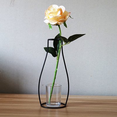 Oottati Géométrique Simple Métal Créatif Cadeau Fer à Repasser Vase F Hauteur 9.4"