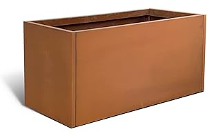 ‎GZLVSOW GZLVSOW Blumenkasten aus Metall aus Corten-Stahl für Garten, Vase aus Stahl für Terrasse, modernes rustikales Design auf dem Bauernhof (Rost, L80xW40xD40)
