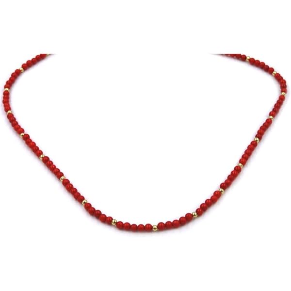 Collana In Corallo Naturale (rosso/arancio) - Grani Rotondi Da 6 Mm - Lunghezza 43 Cm - Chiusura A Moschettone In Argento 925 - Realizzata A Mano In Germania