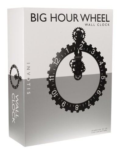 Coole Wanduhr: Big hour wheel clock in schwarz von INVOTIS - 2
