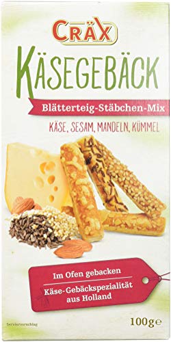 Preisvergleich Produktbild Cräx Käse-Blätterteig Stäbchen Mix (Käse, Sesam, Mandel, Kümmel), 5er Pack (5 x 100 g)