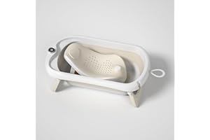 SUPERBE BEBE Foldable Baby Bath with Bath seat/Bath XXL with Thermometer to Control The Water temperature/3-level Bath - from Birth to 3 Years
