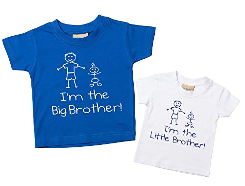 I'm The Big Brother I'm The Little Brother Tshirt Set Blue White Tshirt Set Baby Toddler Kids Available in Sizes 0-6 Months New Baby Boys Brother Gift