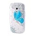 Produktbild Bling Strass Series 3D Kristall Diamant Blau Schmetterling Elfen Nachtelf Hülle Tasche Case für Samsung Galaxy S3 Mini I8190-Trasparent Klar
